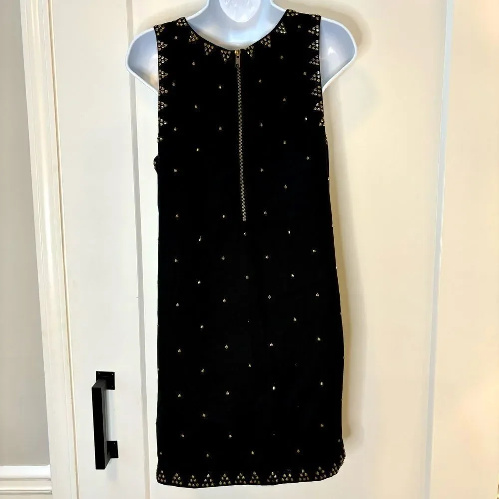 Free People black and gold embellished shift‎ dress size 6